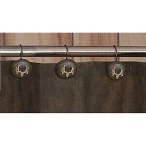Bone Collector Shower Curtain Hooks 12 Resin Deer Skull Antler Cabin Camp Lodge